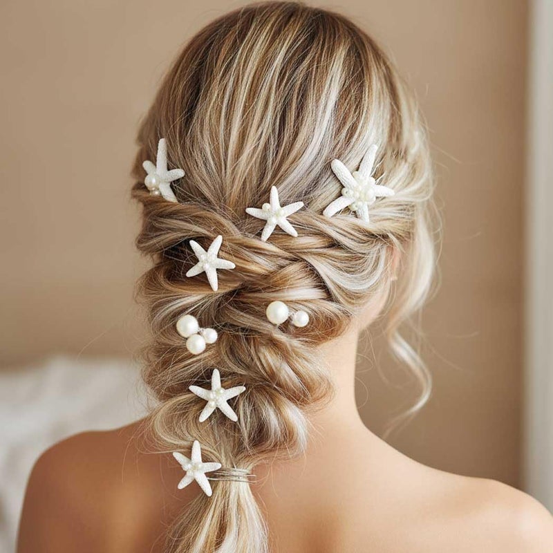 Yean Silver Starfish Hair Pins Mermaid Hair clips Beach Wedding Hair Accessories for Women(Pack of 8) - Image 3